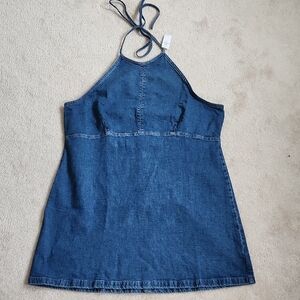 GAP Blue Denim Zip-Up Halter Dress XXL